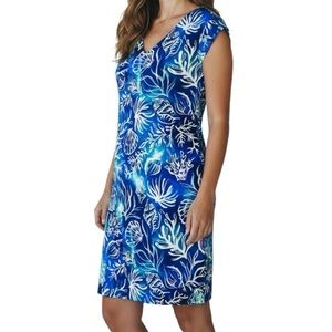 Aryeh Dress Resort Artwork Blue Beach Coral Reef Theme Pullover NWOT